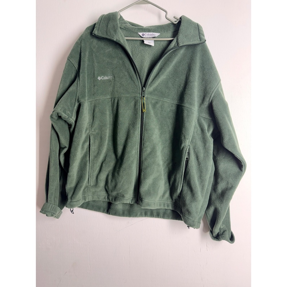 Columbia Mens XL Green Full Zip Fleece Jacket Steens Mountain Outdoor Hiking